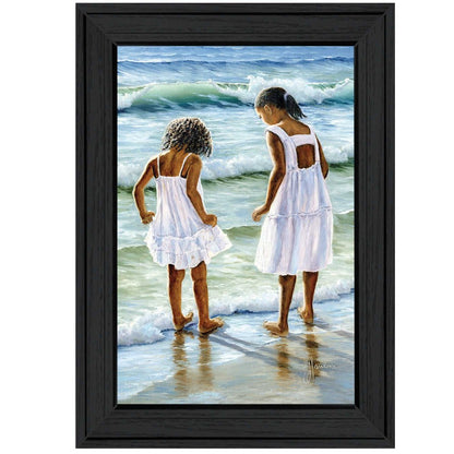 Two Girls at the Beach 3 Black Framed Print Wall Art HomeRoots