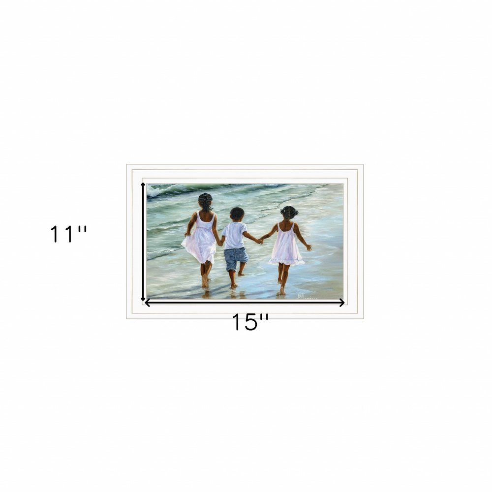 Running on the Beach 2 White Framed Print Wall Art — view 7