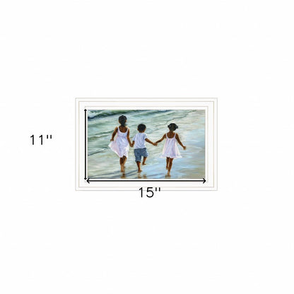 Running on the Beach 2 White Framed Print Wall Art HomeRoots