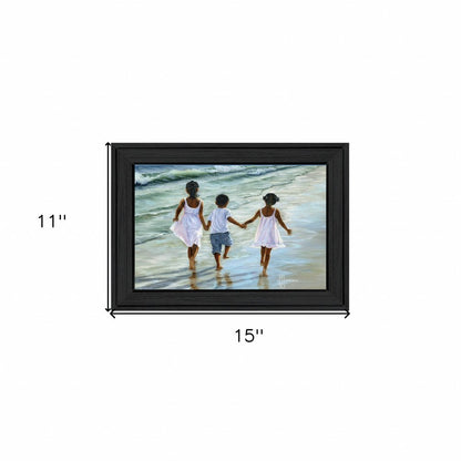 Running on the Beach 3 Black Framed Print Wall Art HomeRoots