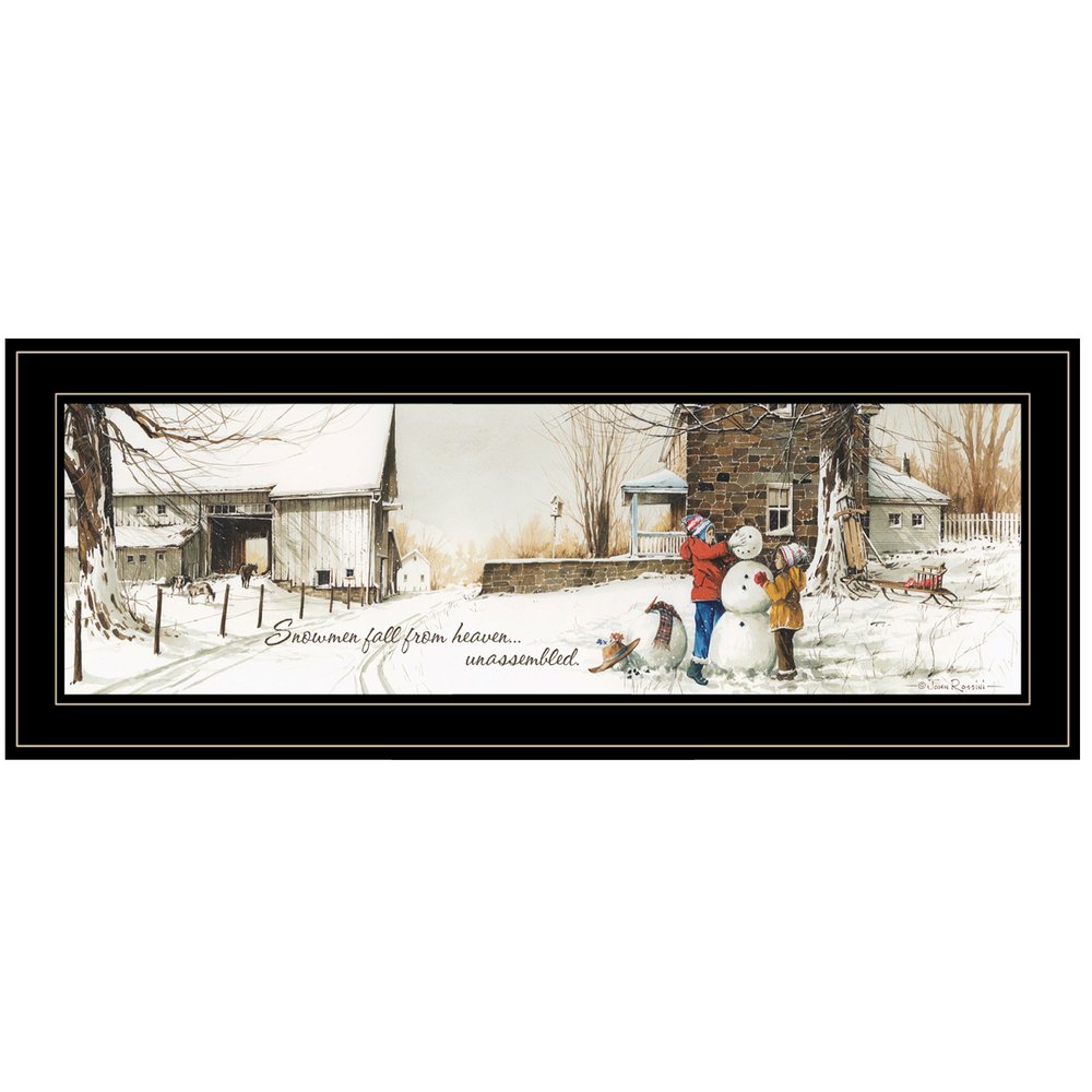 Snowmen from Heaven 3 Black Framed Print Wall Art HomeRoots
