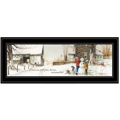 Snowmen from Heaven 3 Black Framed Print Wall Art HomeRoots