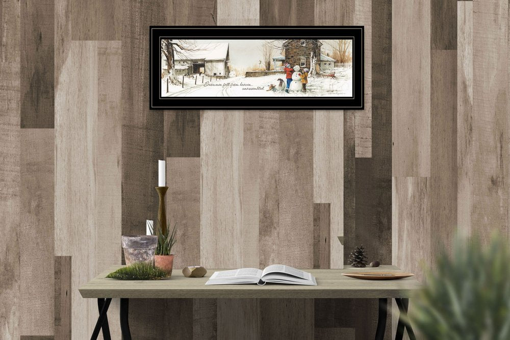 Snowmen from Heaven 3 Black Framed Print Wall Art HomeRoots