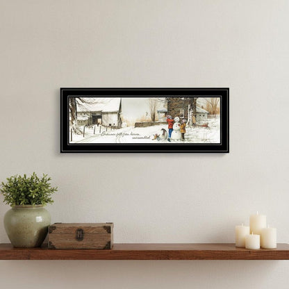 Snowmen from Heaven 3 Black Framed Print Wall Art HomeRoots