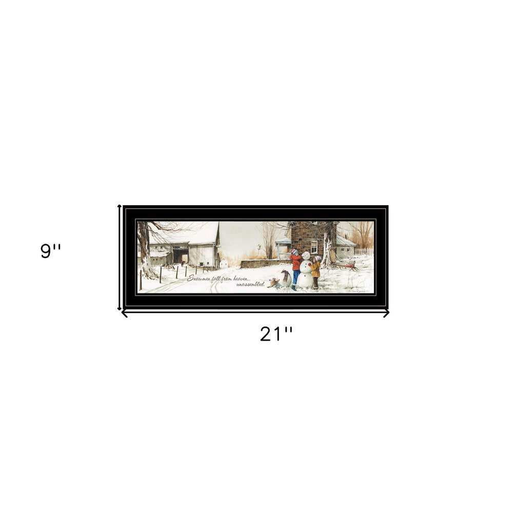 Snowmen from Heaven 3 Black Framed Print Wall Art HomeRoots