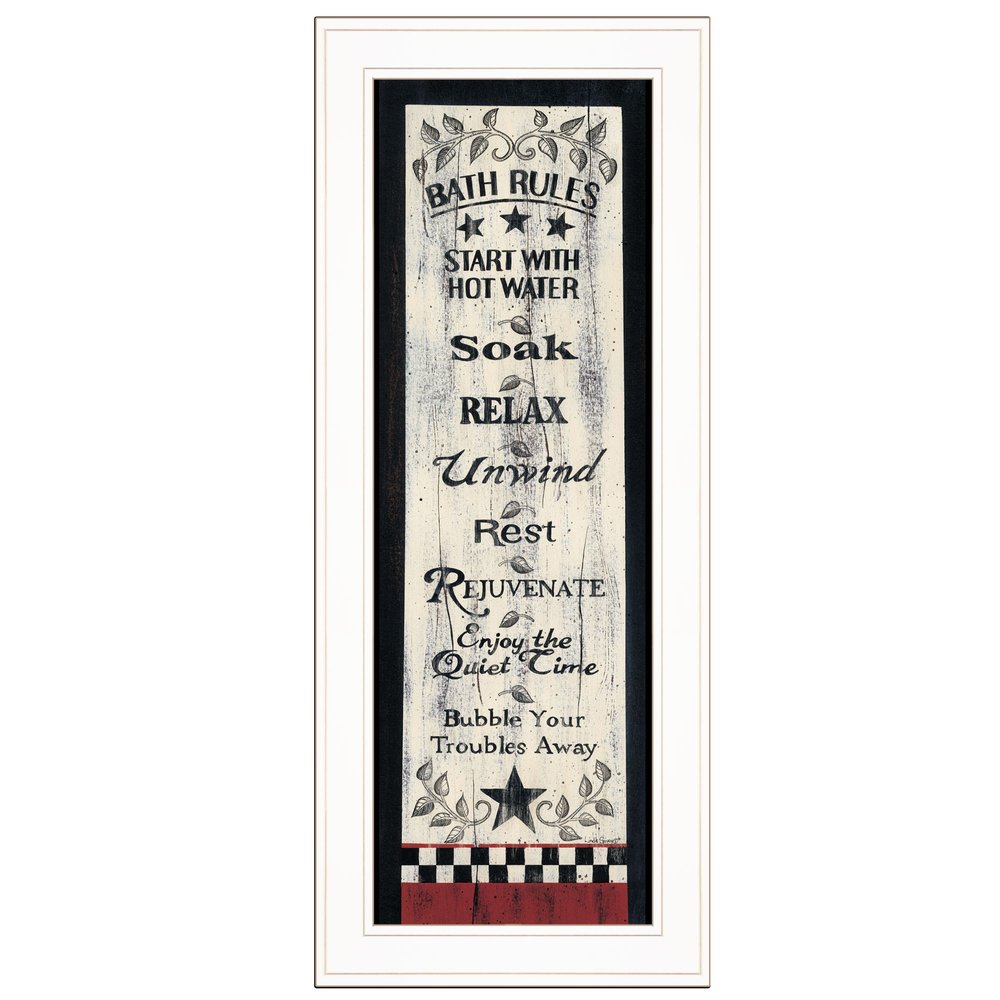 Bath Rules 4 White Framed Print Bathroom Wall Art HomeRoots