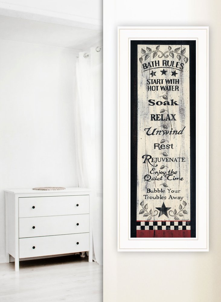 Bath Rules 4 White Framed Print Bathroom Wall Art HomeRoots