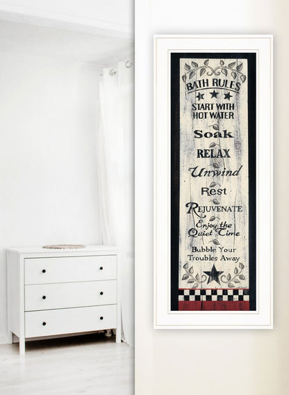 Bath Rules 4 White Framed Print Bathroom Wall Art HomeRoots