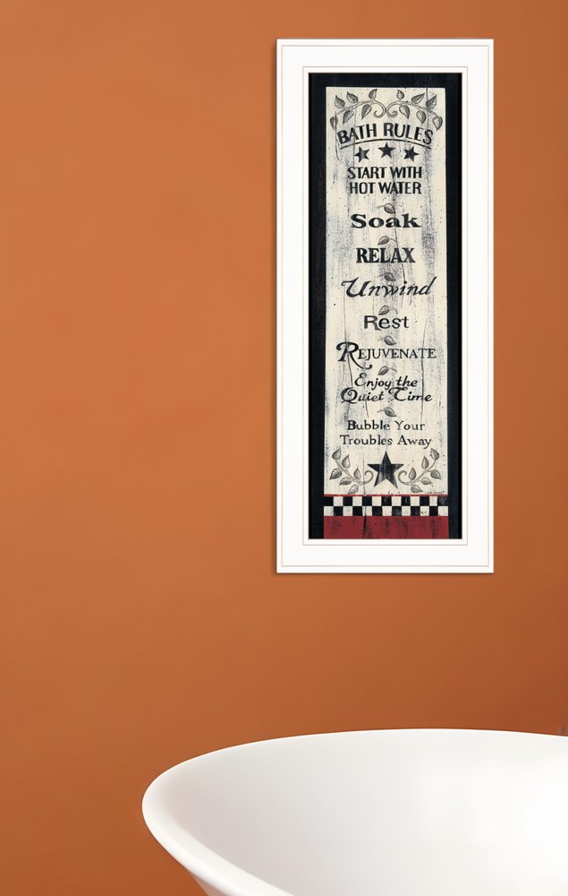 Bath Rules 4 White Framed Print Bathroom Wall Art HomeRoots