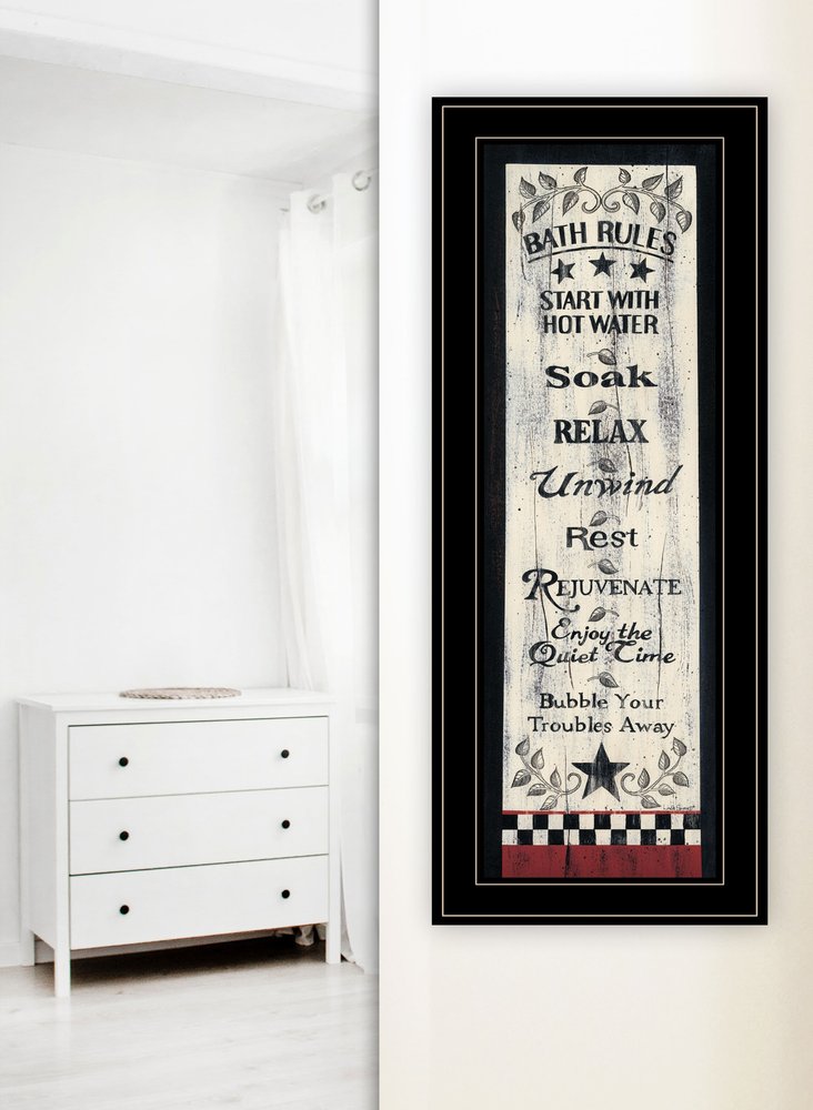 Bath Rules 5 Black Framed Print Bathroom Wall Art HomeRoots