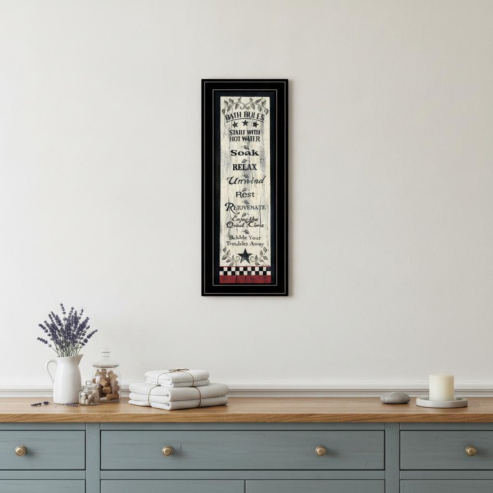 Bath Rules 5 Black Framed Print Bathroom Wall Art HomeRoots