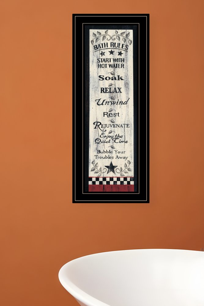 Bath Rules 5 Black Framed Print Bathroom Wall Art HomeRoots