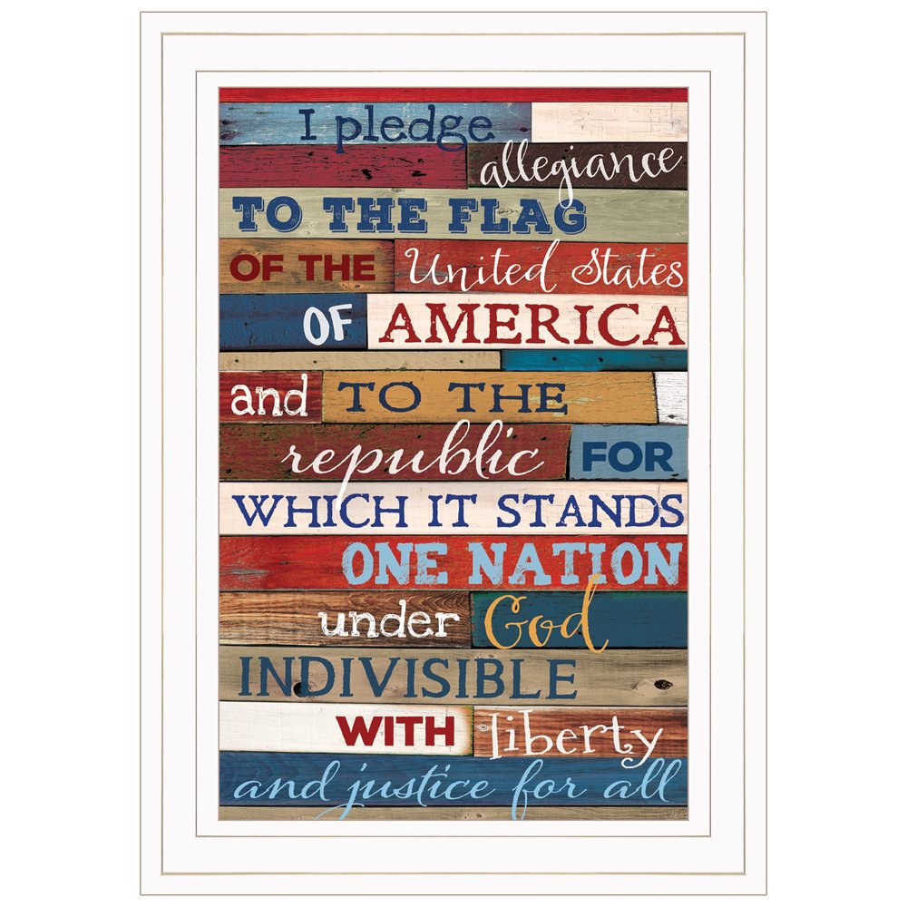 Red White and Blue Pledge Of Allegiance White Framed Print Wall Art HomeRoots