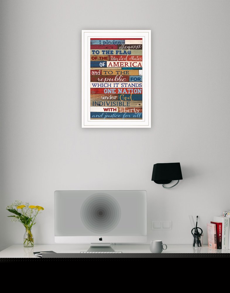 Red White and Blue Pledge Of Allegiance White Framed Print Wall Art HomeRoots