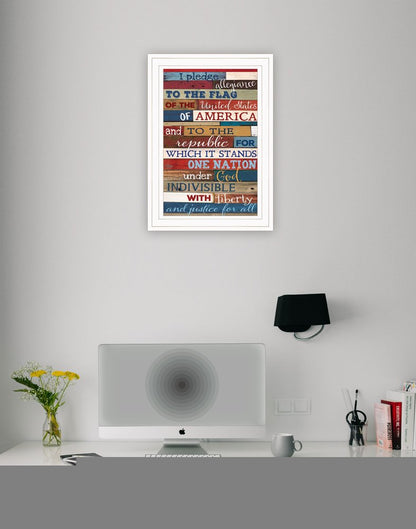 Red White and Blue Pledge Of Allegiance White Framed Print Wall Art HomeRoots
