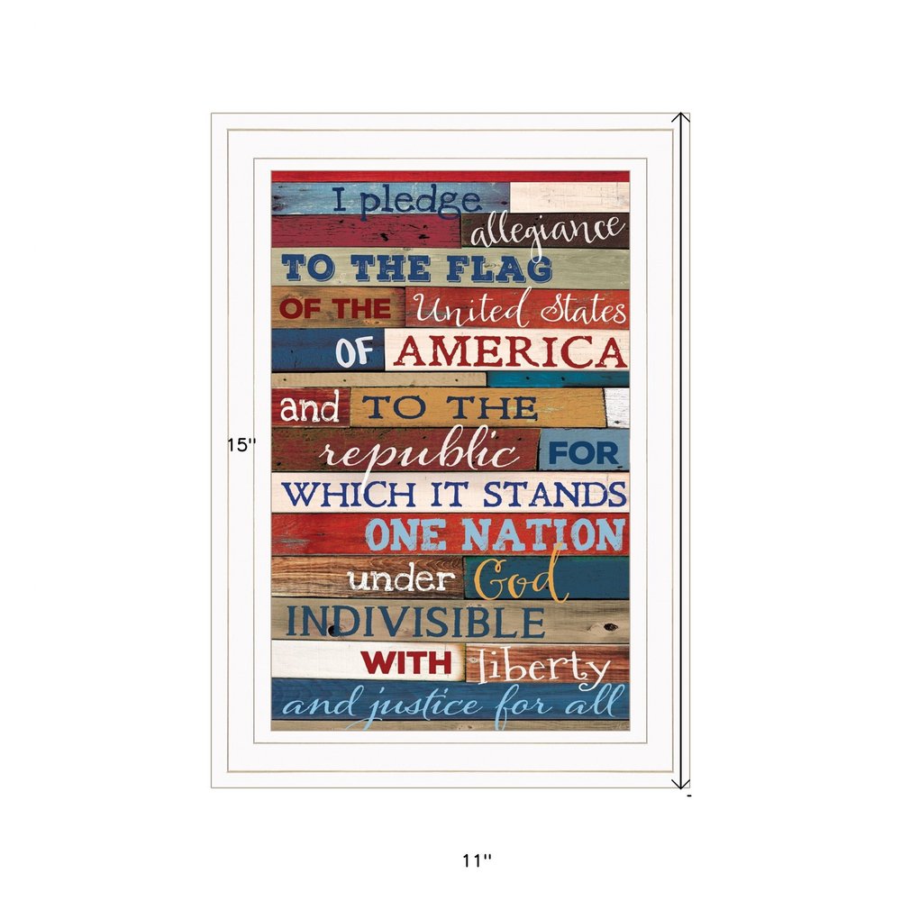 Red White and Blue Pledge Of Allegiance White Framed Print Wall Art HomeRoots