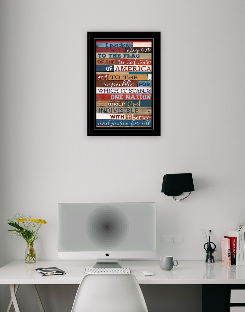 Red White and Blue Pledge Of Allegiance Black Framed Print Wall Art HomeRoots