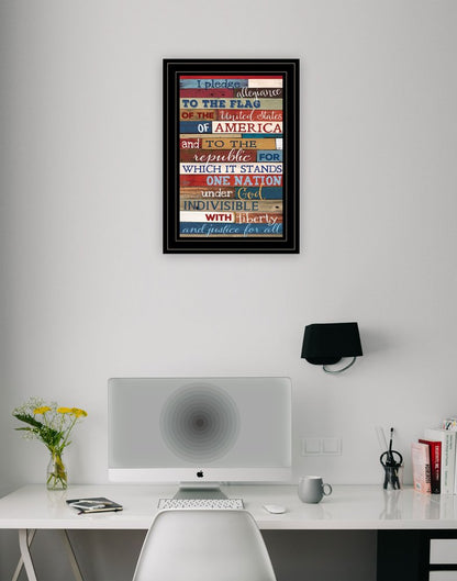 Red White and Blue Pledge Of Allegiance Black Framed Print Wall Art HomeRoots