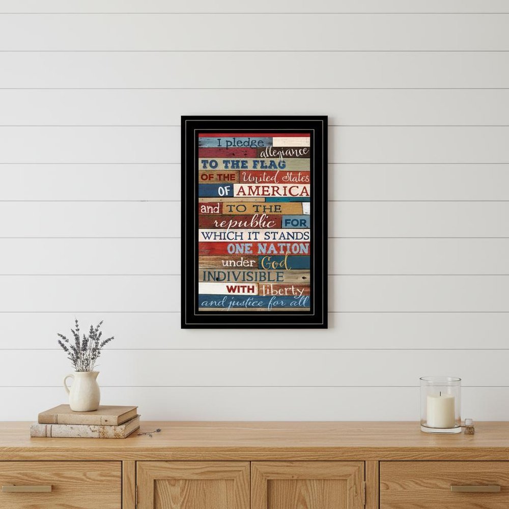 Red White and Blue Pledge Of Allegiance Black Framed Print Wall Art HomeRoots