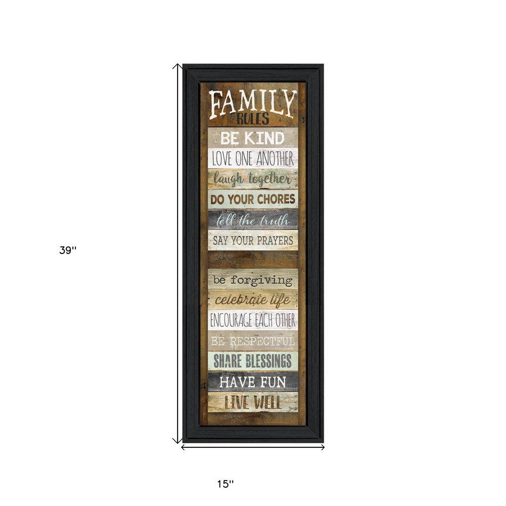 Family Rules Shutter 3 Black Framed Print Wall Art HomeRoots