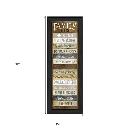Family Rules Shutter 3 Black Framed Print Wall Art HomeRoots