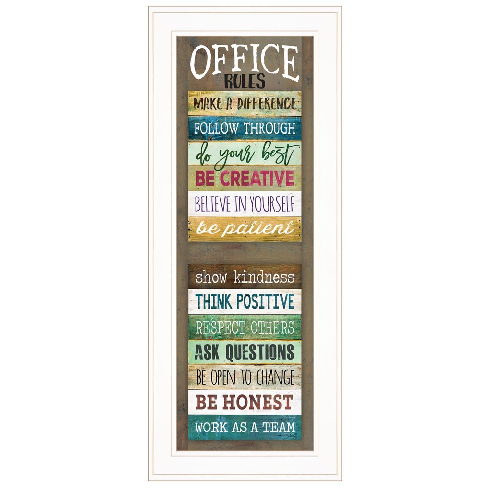 Office Rules 7 White Framed Print Wall Art HomeRoots