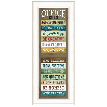Office Rules 7 White Framed Print Wall Art HomeRoots