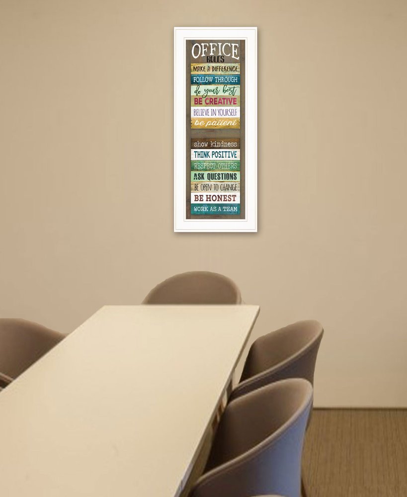 Office Rules 7 White Framed Print Wall Art HomeRoots