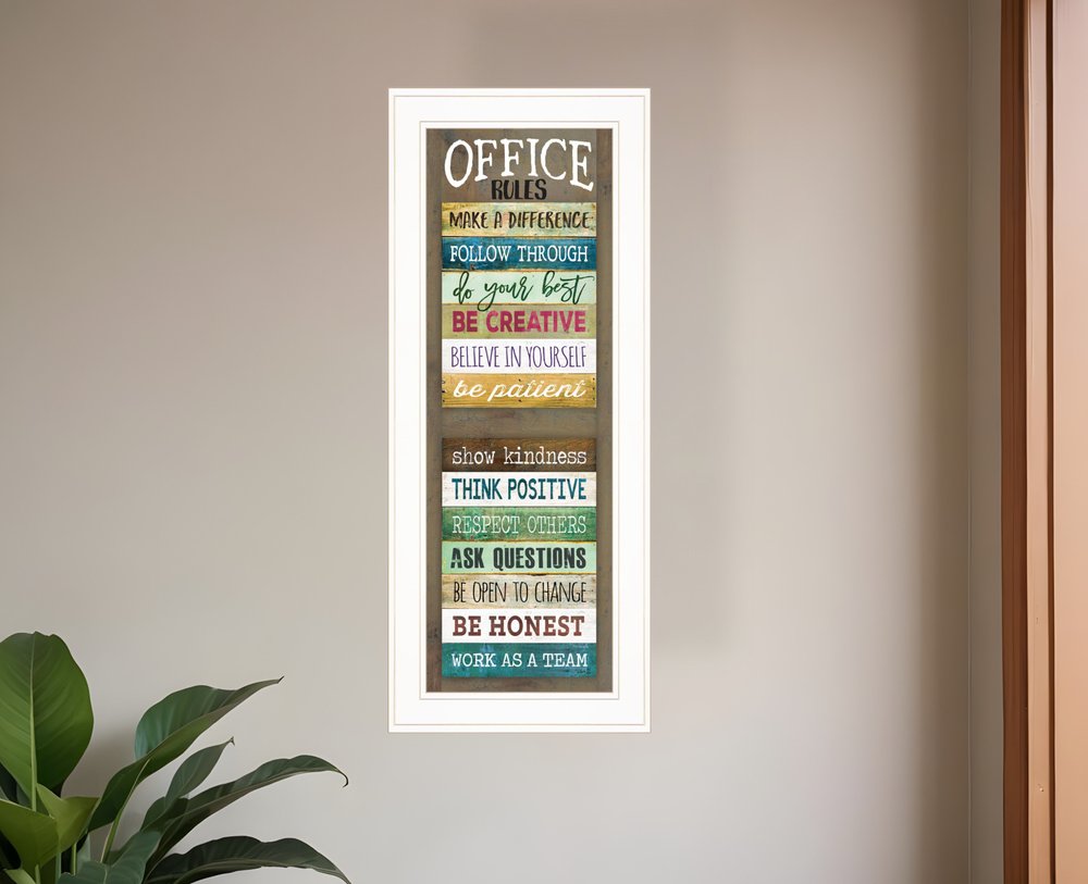 Office Rules 7 White Framed Print Wall Art HomeRoots