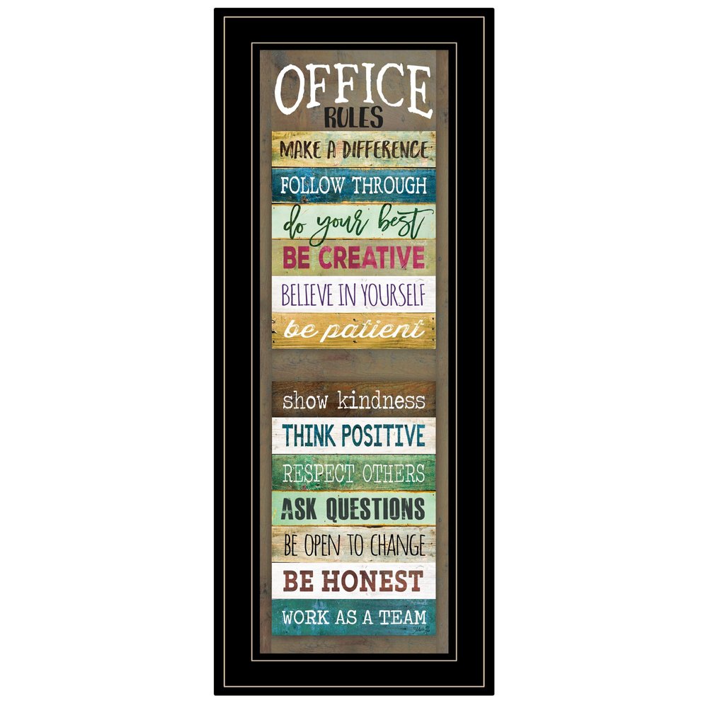 Office Rules 8 Black Framed Print Wall Art HomeRoots
