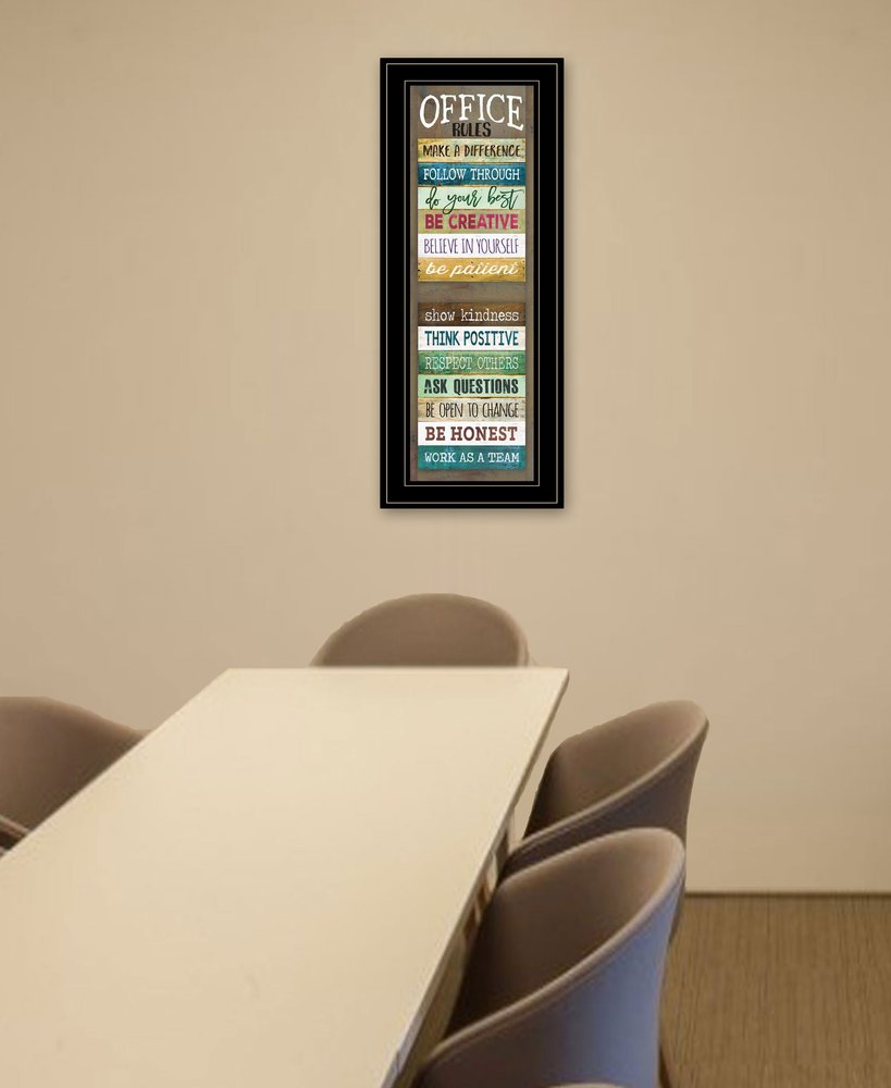 Office Rules 8 Black Framed Print Wall Art HomeRoots