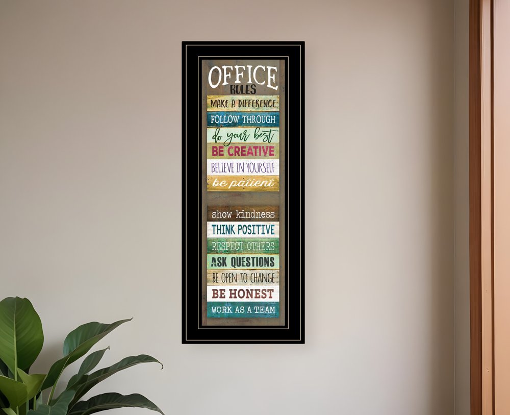 Office Rules 8 Black Framed Print Wall Art HomeRoots