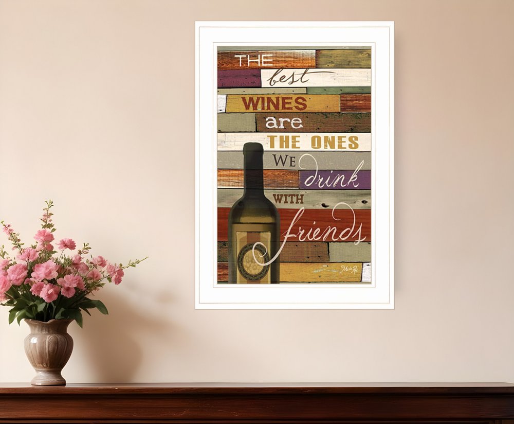Wine With Friends White Framed Print Wall Art HomeRoots
