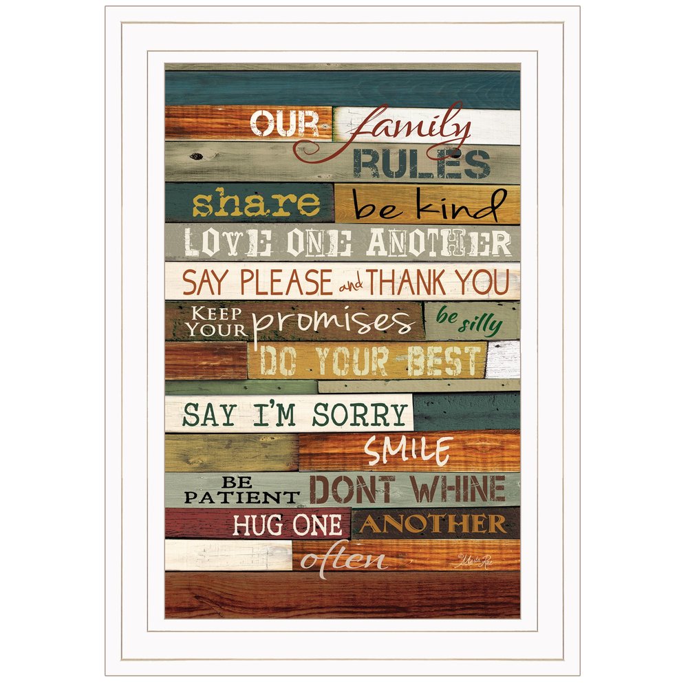 Our Family Rules 2 White Framed Print Wall Art HomeRoots