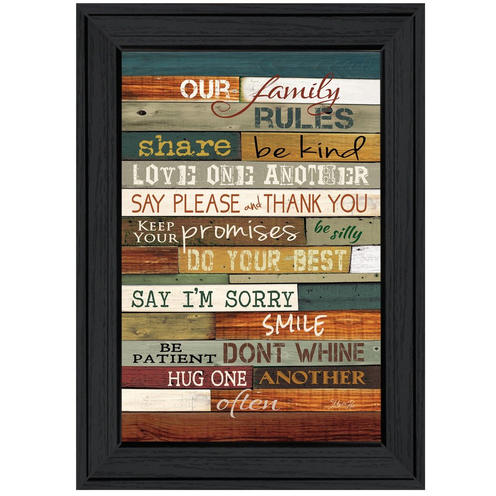 Our Family Rules 3 Black Framed Print Wall Art HomeRoots