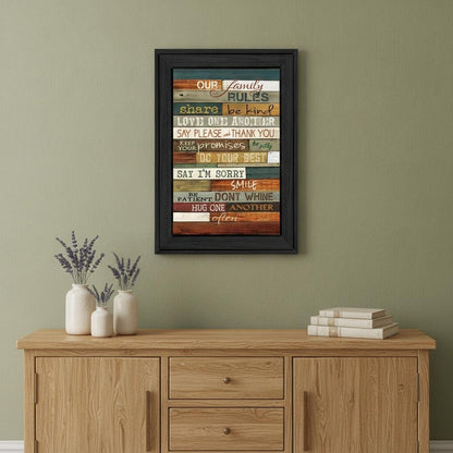 Our Family Rules 3 Black Framed Print Wall Art HomeRoots