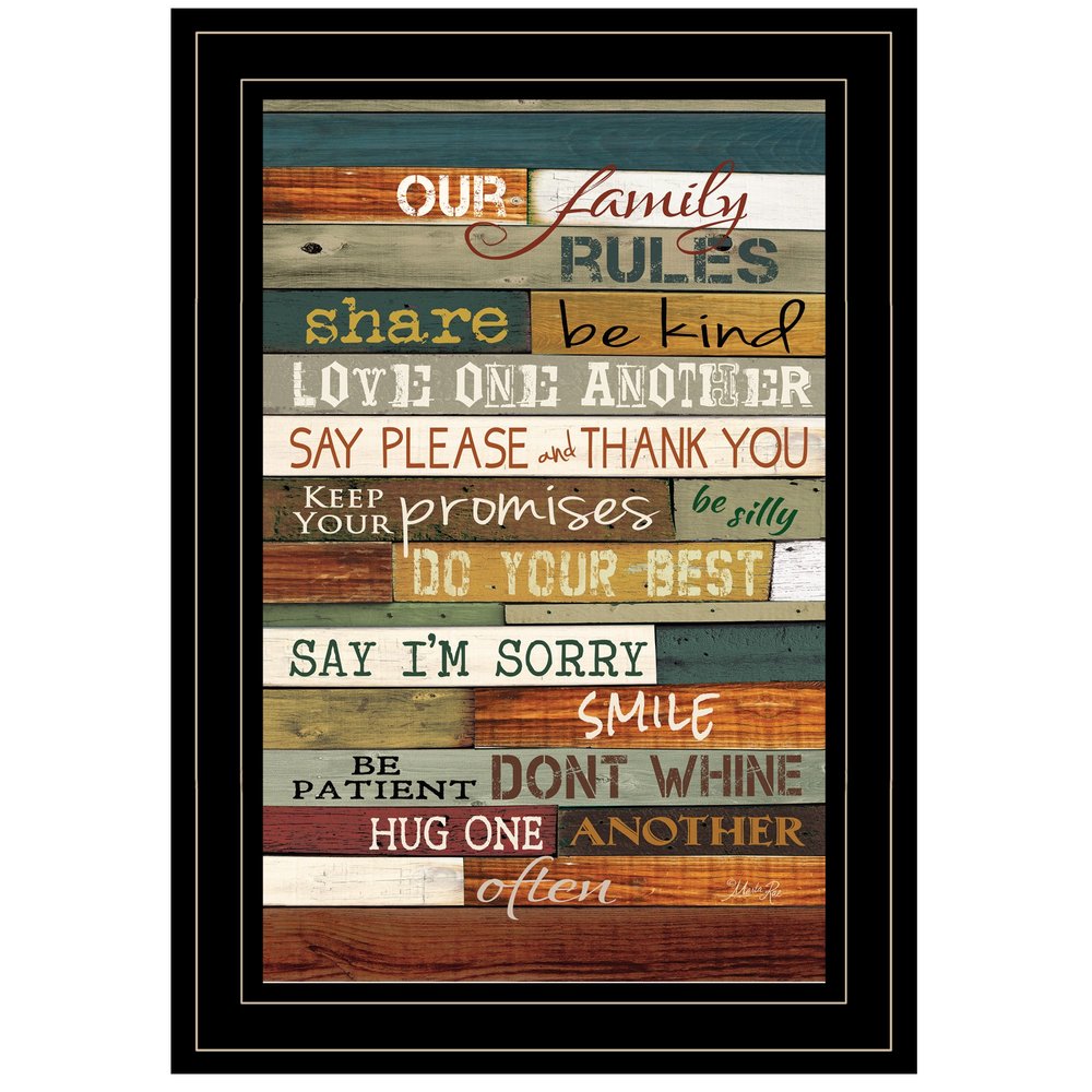 Our Family Rules 4 Black Framed Print Wall Art HomeRoots