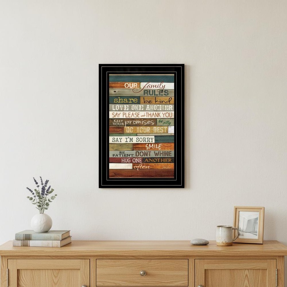 Our Family Rules 4 Black Framed Print Wall Art HomeRoots