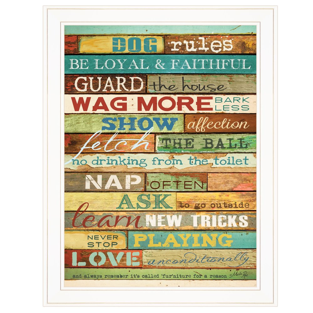 Dog Rules 5 White Framed Print Wall Art HomeRoots