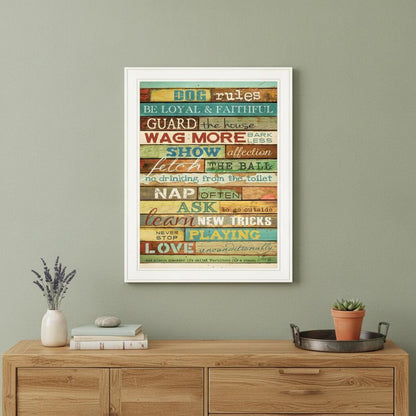 Dog Rules 5 White Framed Print Wall Art HomeRoots