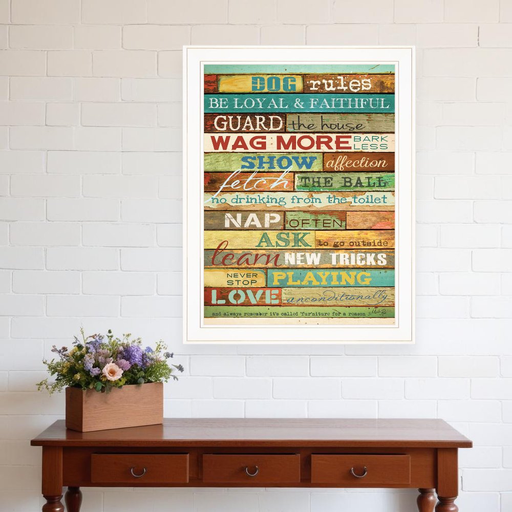 Dog Rules 5 White Framed Print Wall Art HomeRoots