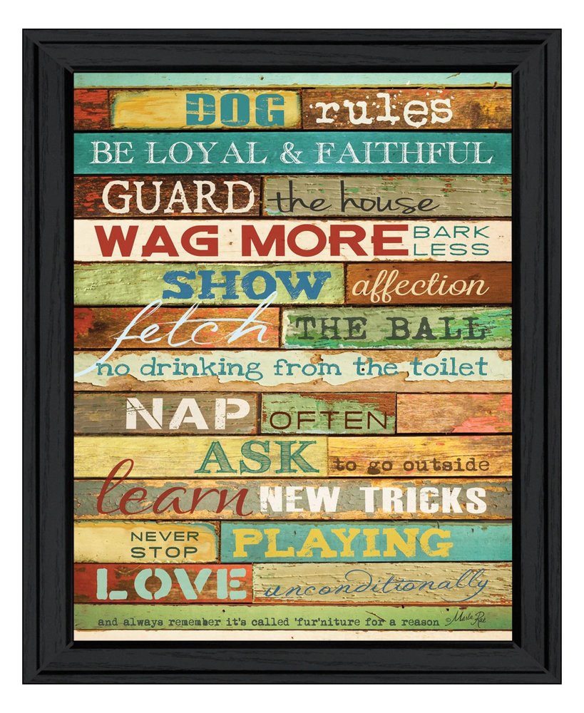Dog Rules 6 Black Framed Print Wall Art HomeRoots