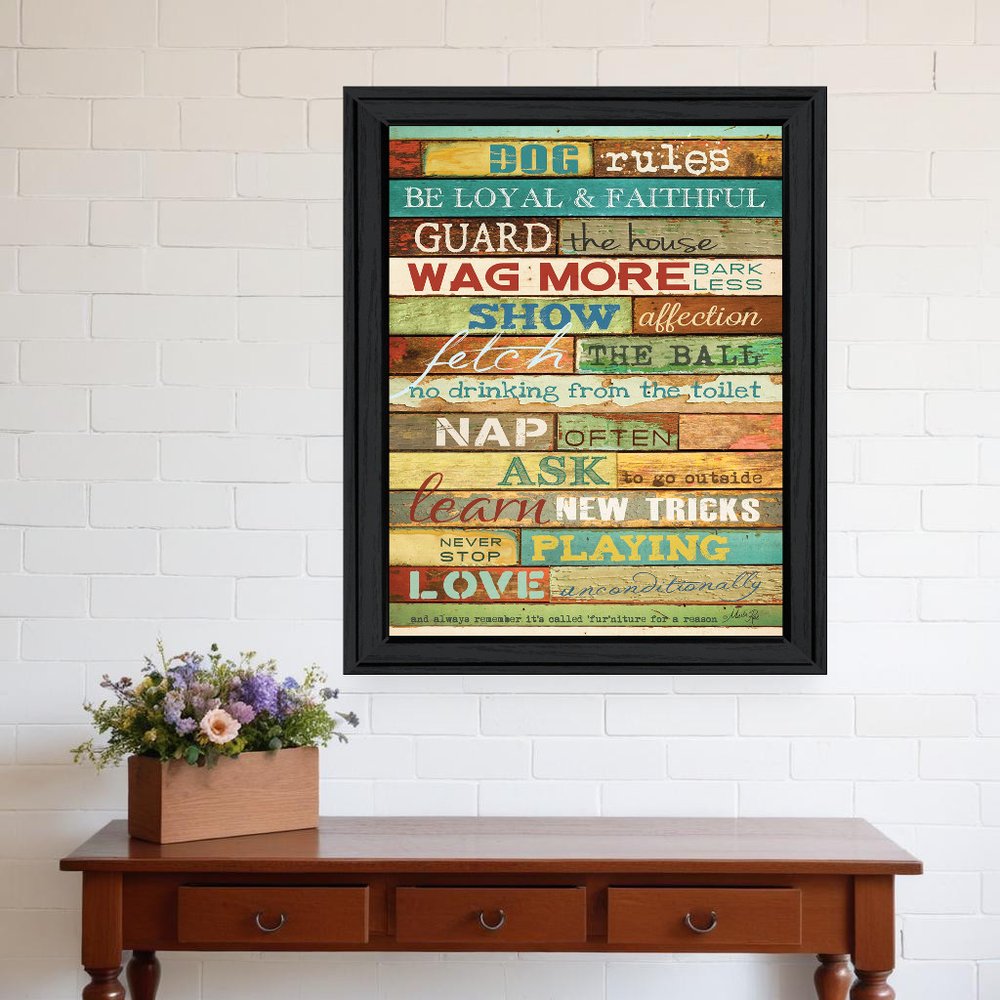 Dog Rules 6 Black Framed Print Wall Art HomeRoots