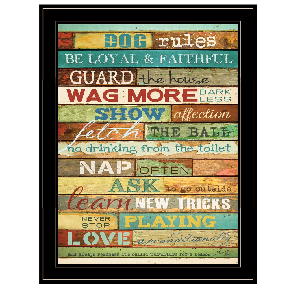 Dog Rules 7 Black Framed Print Wall Art HomeRoots