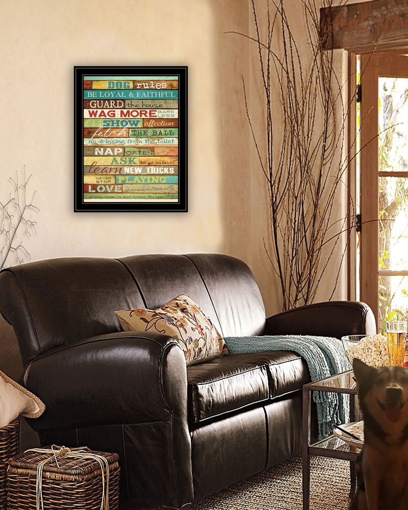 Dog Rules 7 Black Framed Print Wall Art HomeRoots
