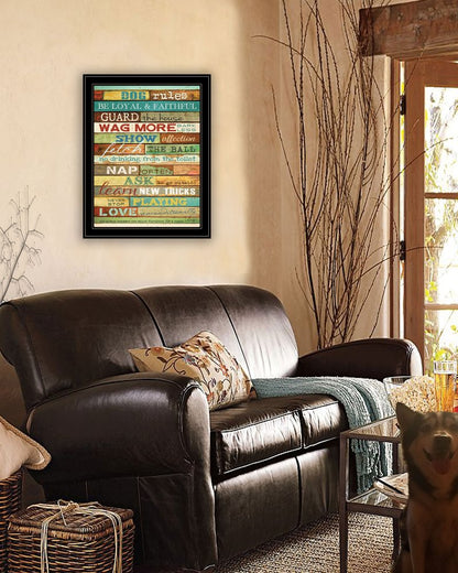 Dog Rules 7 Black Framed Print Wall Art HomeRoots
