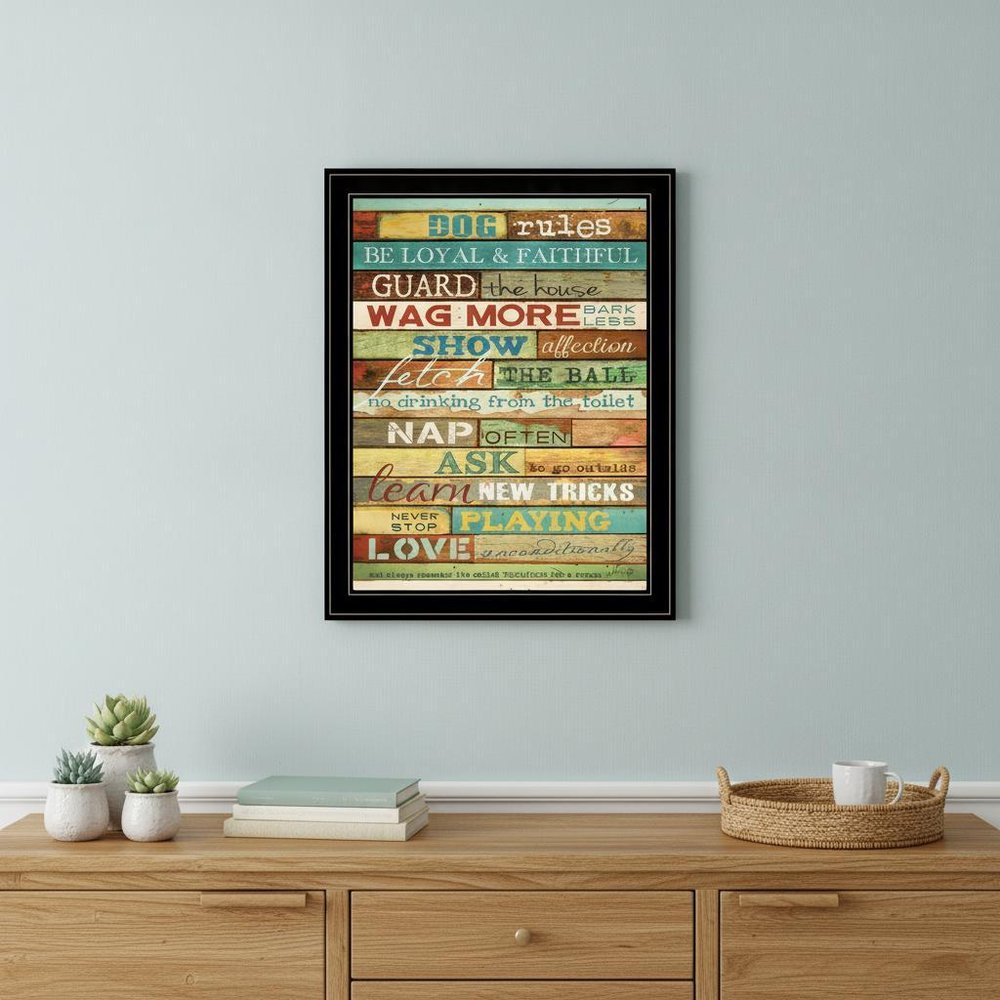Dog Rules 7 Black Framed Print Wall Art HomeRoots