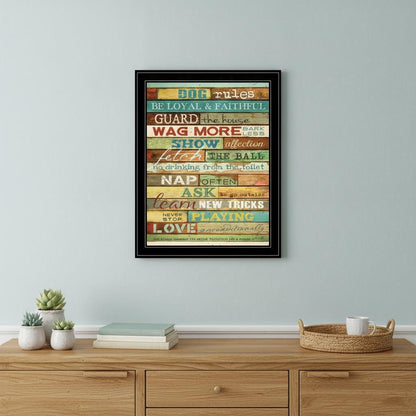 Dog Rules 7 Black Framed Print Wall Art HomeRoots