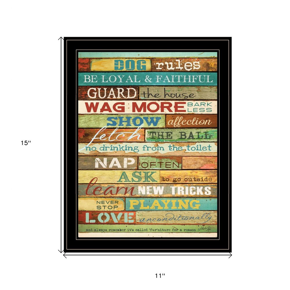 Dog Rules 7 Black Framed Print Wall Art HomeRoots