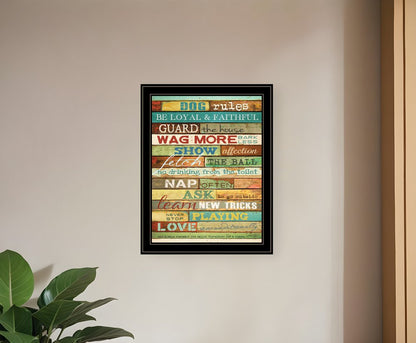 Dog Rules 7 Black Framed Print Wall Art HomeRoots
